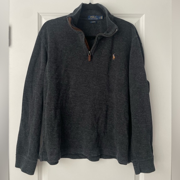 Polo Ralph Lauren Estate Rib Half-Zip Pullover Sz Large in Charcoal Grey - Picture 4 of 10